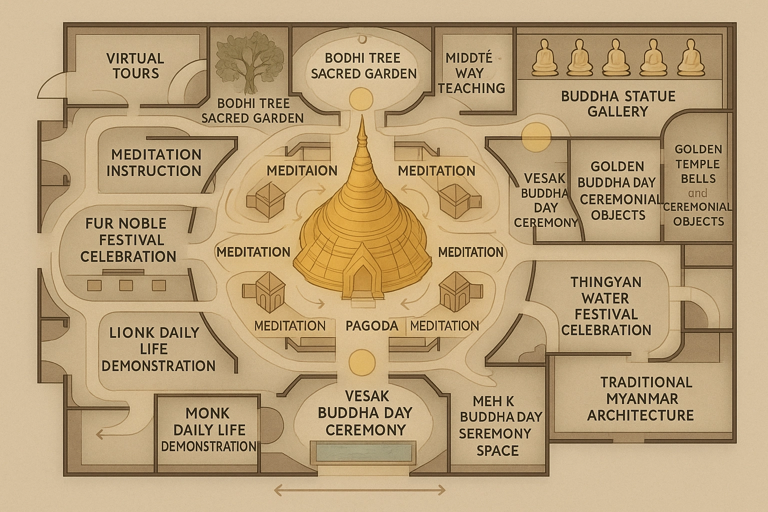Myanmar Theravada Buddhism Exhibition Display